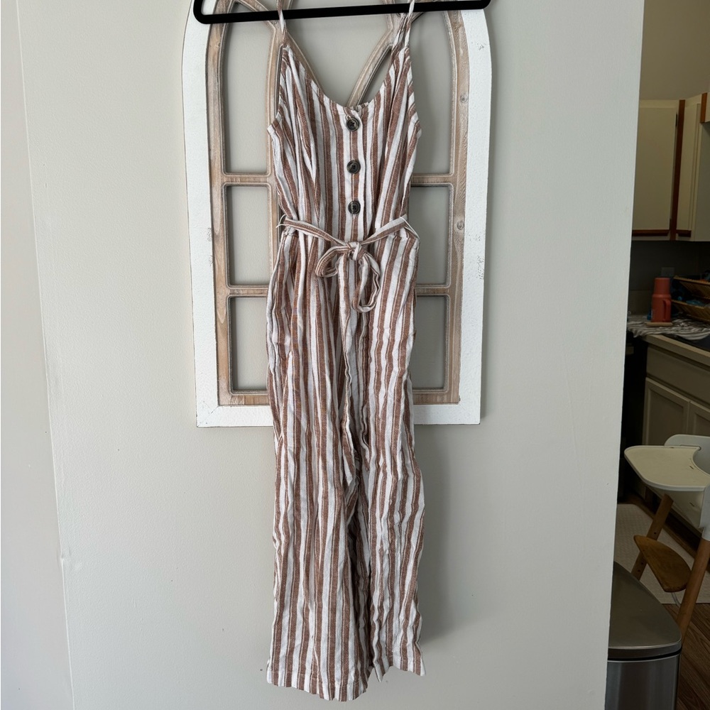 Linen Button Down Universal Thread Jumpsuit Cropped